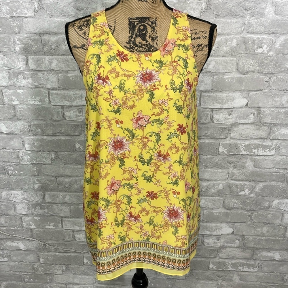 Max Studio Yellow Floral Sleeveless Blouse
